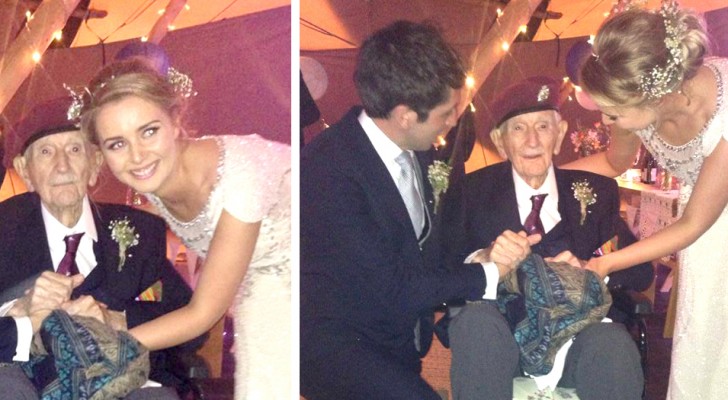 Aos 101 anos, acompanha a neta até o altar: a jovem havia perdido o pai e ele lhe devolveu o sorriso