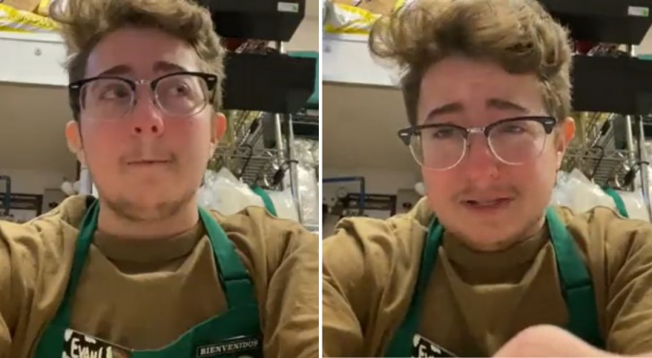 Starbucks-anställd brister ut i gråt: 