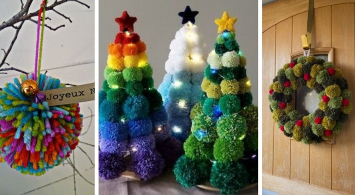 Kerstversiering met wollen pompons: geweldige DIY ideeën voor het vieren van de feestdagen