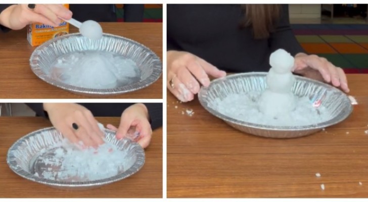 Viel Spaß mit den Kindern bei der Herstellung von künstlichem Schnee zu Hause mit nur zwei Zutaten