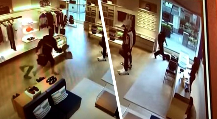Un voleur tente de s'enfuir, mais percute la vitrine du magasin et tombe au sol : il est arrêté (+VIDEO)