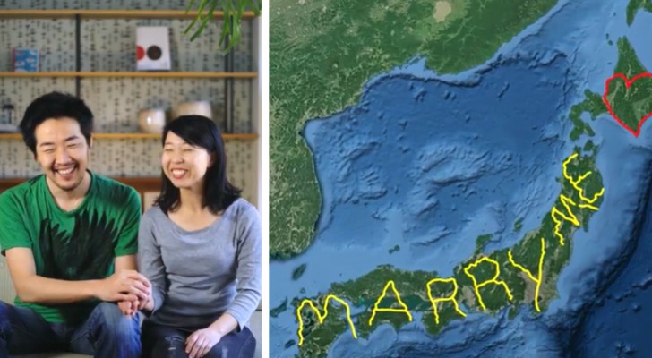 Le fa la proposta di matrimonio percorrendo 7000 Km: sulla mappa c'è scritto 