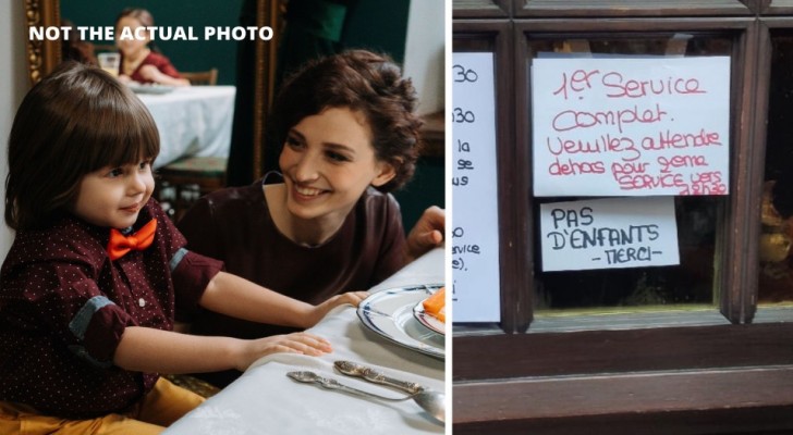 Un restaurant accroche un panneau interdisant les enfants : 