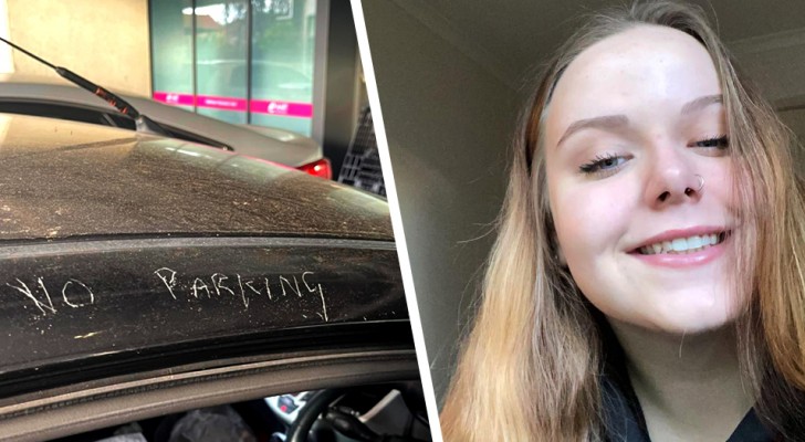 Vandals scratch a message into the bodywork of a young woman's car: "a note would have been so much better"