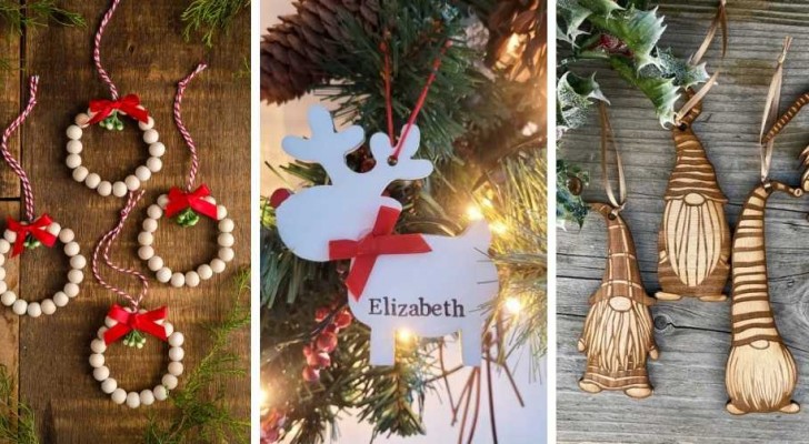 11 strepitose idee per decorare l'albero di Natale con ornamenti di legno