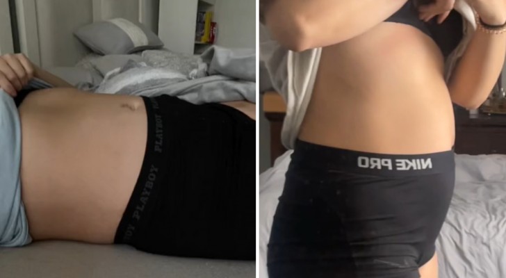 Ze is zwanger, maar haar buik groeit niet: in de negende maand laat ze foto's zien van haar zwangerschap