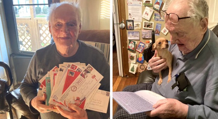 95enne a cui manca tanto la moglie riceve più di 10.000 cartoline di auguri per Natale: lo rallegrano