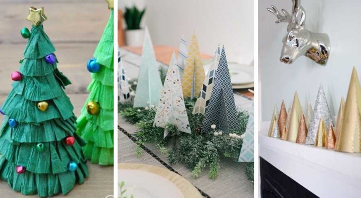 Alberelli di Natale di carta: 10 adorabili spunti per centrotavola, segnaposti e soprammobili creativi