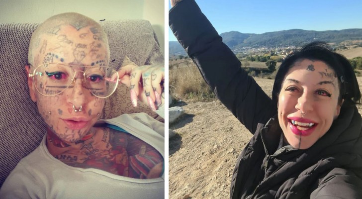 En kvinna tatuerad från topp till tå bestämmer sig för att ta bort tatueringarna från ansiktet: 