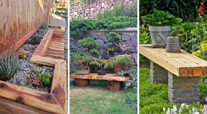 Bänkar i trädgården: 11 DIY-projekt att ta inspiration ifrån