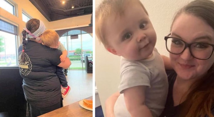 Waitress takes care of a "cranky" child: his mother can finally eat in peace