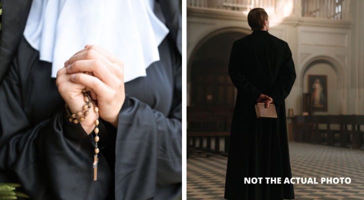 Nonne und Mönch heiraten und verabschieden sich vom Gelübde: 