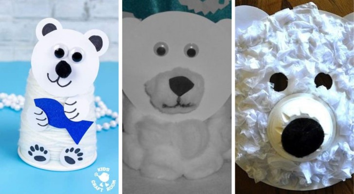 Lavoretti creativi invernali con i bicchieri di plastica: gli orsi polari