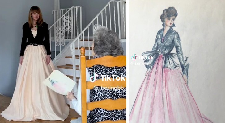 Realizza gli abiti che sua nonna aveva disegnato molti anni prima: 