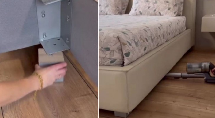 Låg säng med utdragbara lådor: hur man höjer den för att underlätta rengöring