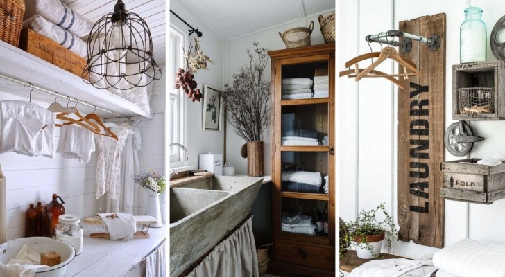11 incantevoli spunti per decorare l'angolo lavanderia con un tocco vintage