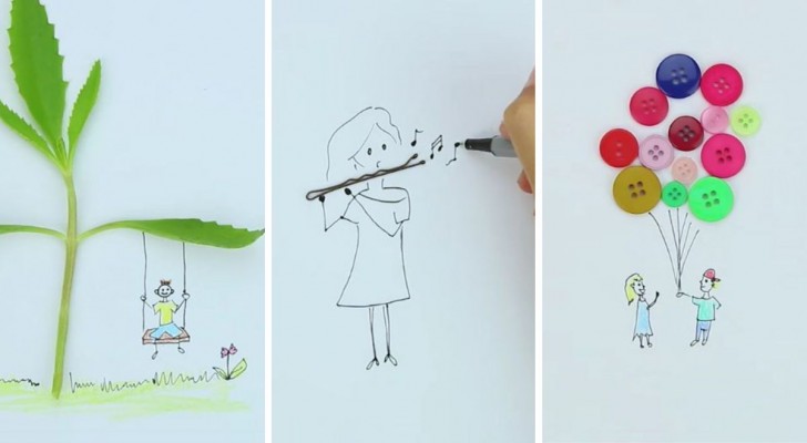 10 dessins simples et beaux réalisés à partir d'objets d’usage commun