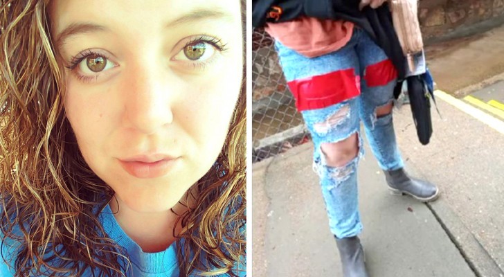 School authorities patch the tears in this mother's daughter's jeans: the woman is furious (+VIDEO)