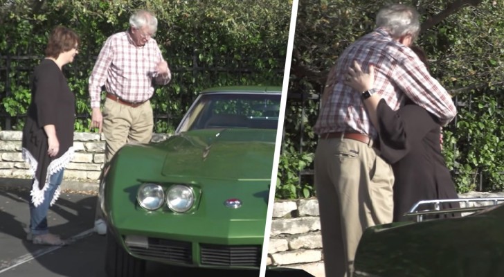 Sorprende il patrigno regalandogli l'auto a cui lui aveva rinunciato 40 anni prima (+ VIDEO)
