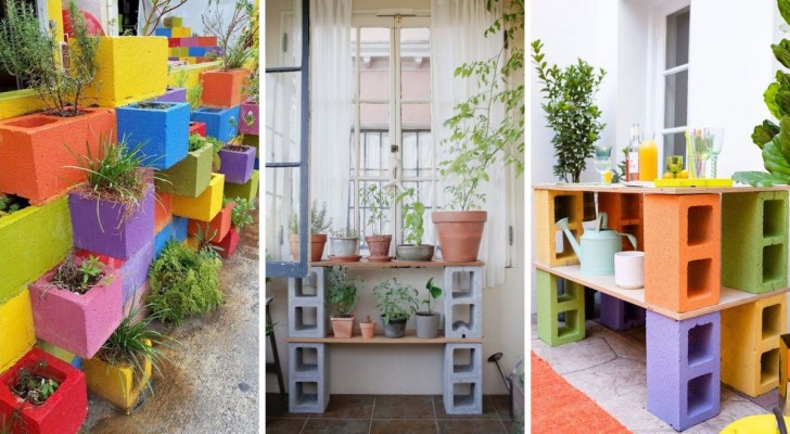 12 idéer att kopiera för att dekorera trädgården med betongblock