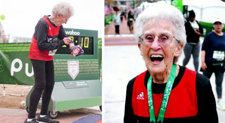 Donna di 98 anni completa una maratona di 5 Km in meno di un'ora