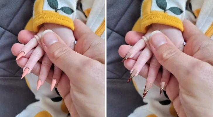 Mamma pesantemente criticata per aver messo delle unghie finte alla sua neonata