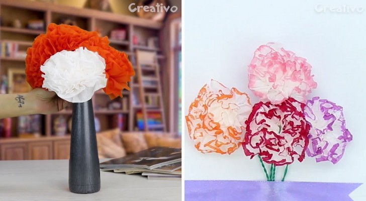 Met papieren servetten kun je prachtige kleurrijke bloemen maken