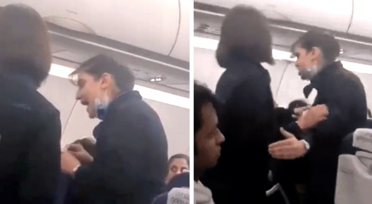 Passagier bringt Flugbegleiterin zum Weinen: Kollege greift ein, um sie zu verteidigen (+ VIDEO)