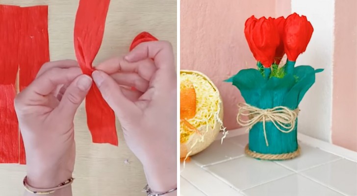 Gekleurde tulpen: je kunt prachtige tulpen maken met crêpepapier, lees hier hoe