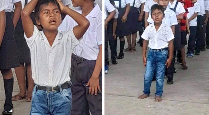 Un enfant va à l'école sans uniforme et sans chaussures : le désir d'apprendre était plus fort que tout