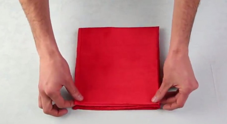 He starts by folding a normal napkin ... you'll fall in love with what he creates !