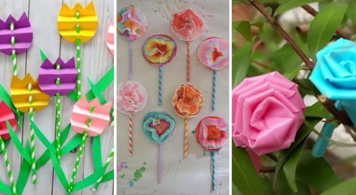 Creatieve werkje maken met kinderen: 8 fantastische bloemen gemaakt met rietjes