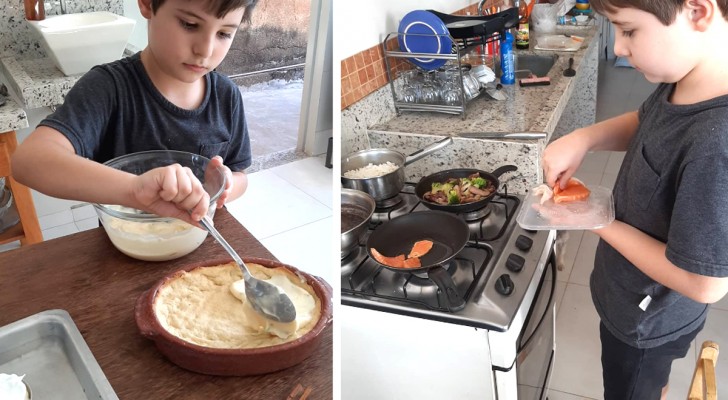 Mother ensures that her 10-year-old son knows how to cook: "His wife won't have to do it for him"