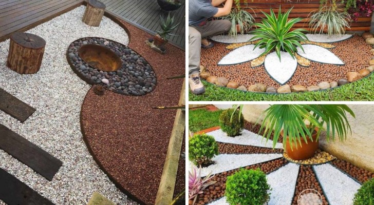 11 propositions incroyables pour dessiner de fantastiques formes avec du gravier et des cailloux dans le jardin