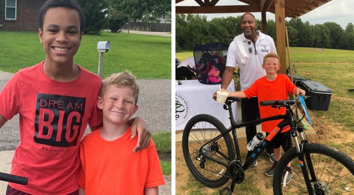 En 9-årig kille vinner en cykel på lotto, men ger bort den till en vän som inte hade någon