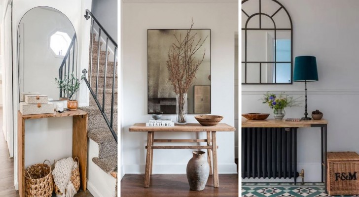 11 charmante Vorschläge für einen eleganten und gemütlichen Eingangsbereich mit einem einfachen Tisch