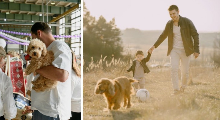 Pappan bär sin hund i famnen istället för sin son: blir kritiserad av en förbipasserande