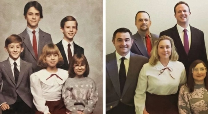 12 personer som bestämt sig för att återskapa gamla familjefotografier