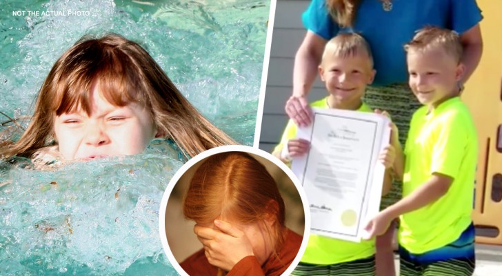 En flicka håller på att drunkna, men två 6-åriga tvillingar ingriper direkt