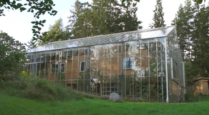 Det energibesparande huset: det är byggt inuti ett växthus