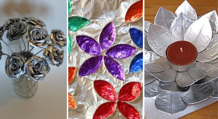 10 adorabili proposte per divertirvi con i bambini creando fiori di stagnola