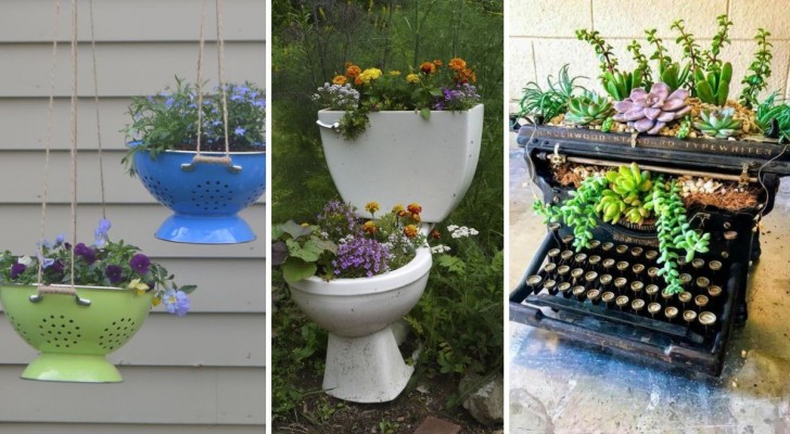 10 interessanti spunti creativi per creare delle fioriere con materiali riciclati