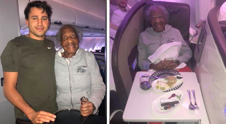 Ragazzo cede il suo posto in prima classe su un aereo per realizzare il sogno di un'anziana donna