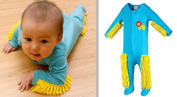 Med denna overall polerar babyn golvet medan det kryper: ett företags smarta idé