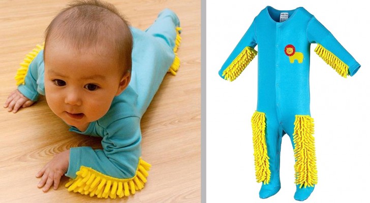 Con questa tutina i bambini lucidano il pavimento quando gattonano: la geniale trovata di un'azienda