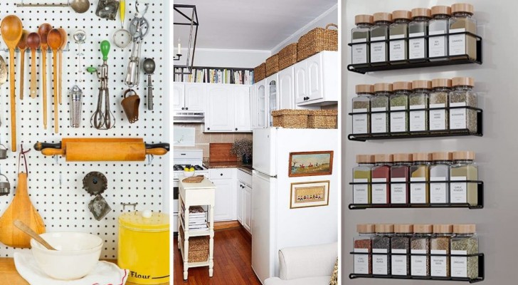 10 idee eleganti e creative per sfruttare le pareti della cucina come portaoggetti