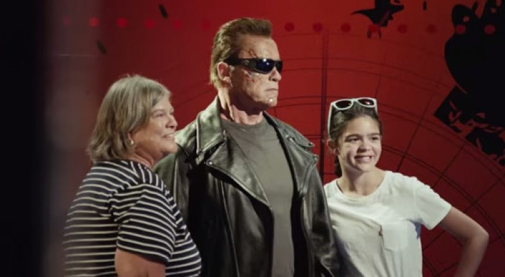 They take a picture with the statue of Terminator, but something unexpected is about to happen...