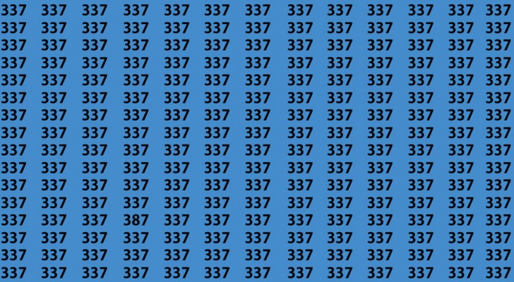 Om du lyckas hitta 387 gömd bland alla 337 kan det innebära att du har en syn som en falk