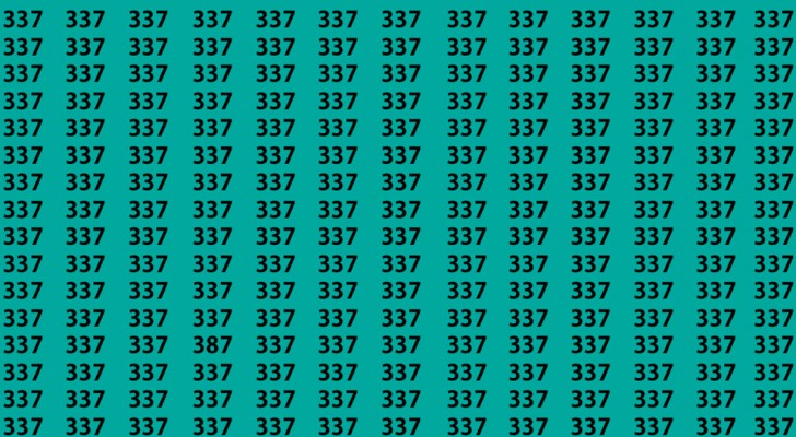 Hai una mente ben allenata? Trova il numero 387 tra tutti i 337 in soli 10 secondi