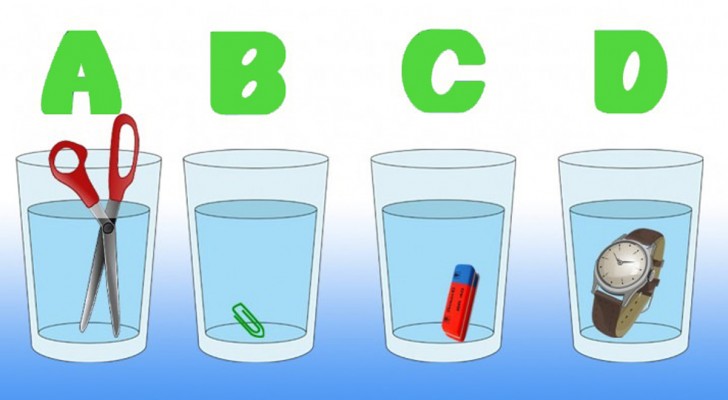 Qual è il bicchiere con una quantità d'acqua maggiore? Indovina e risolvi il test di logica